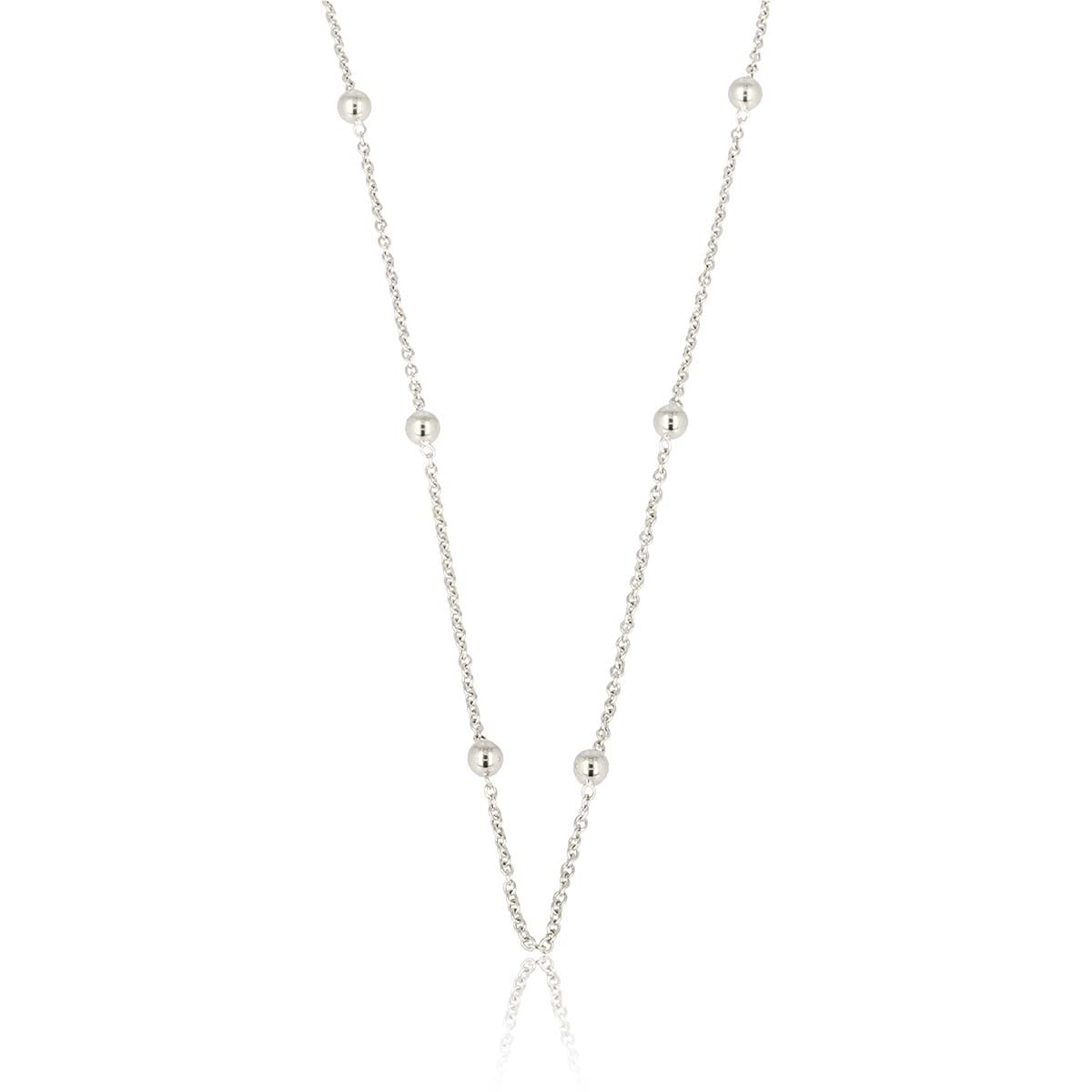 Silver Necklace with Small Beads - Fine Design