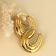 Golden Oval Ribbed Earrings - Playful Elegance 25mm