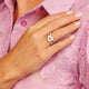 Golden flower ring - lilac epoxy details - romantic & playful