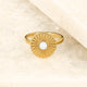 Goldener Ring mit Sonne - Weißer Aventurin Edelstein