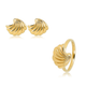 Gouden schelpenset met ring en oorstekers