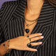 Elastische Onyx Armband met Hart bedel