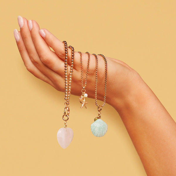 Gouden Zomerse Ketting met Schelp, Zeester & Parel Hanger