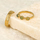 Gold ring - three Green Fluorite gemstones