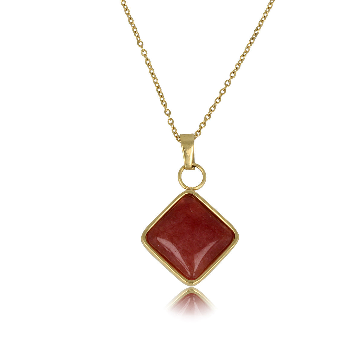 Goldene Kette mit rotem Aventurin-Anhänger - einzigartiges Design