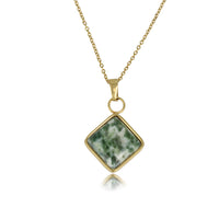 Gouden Ketting met Green Spotted Jade Hanger