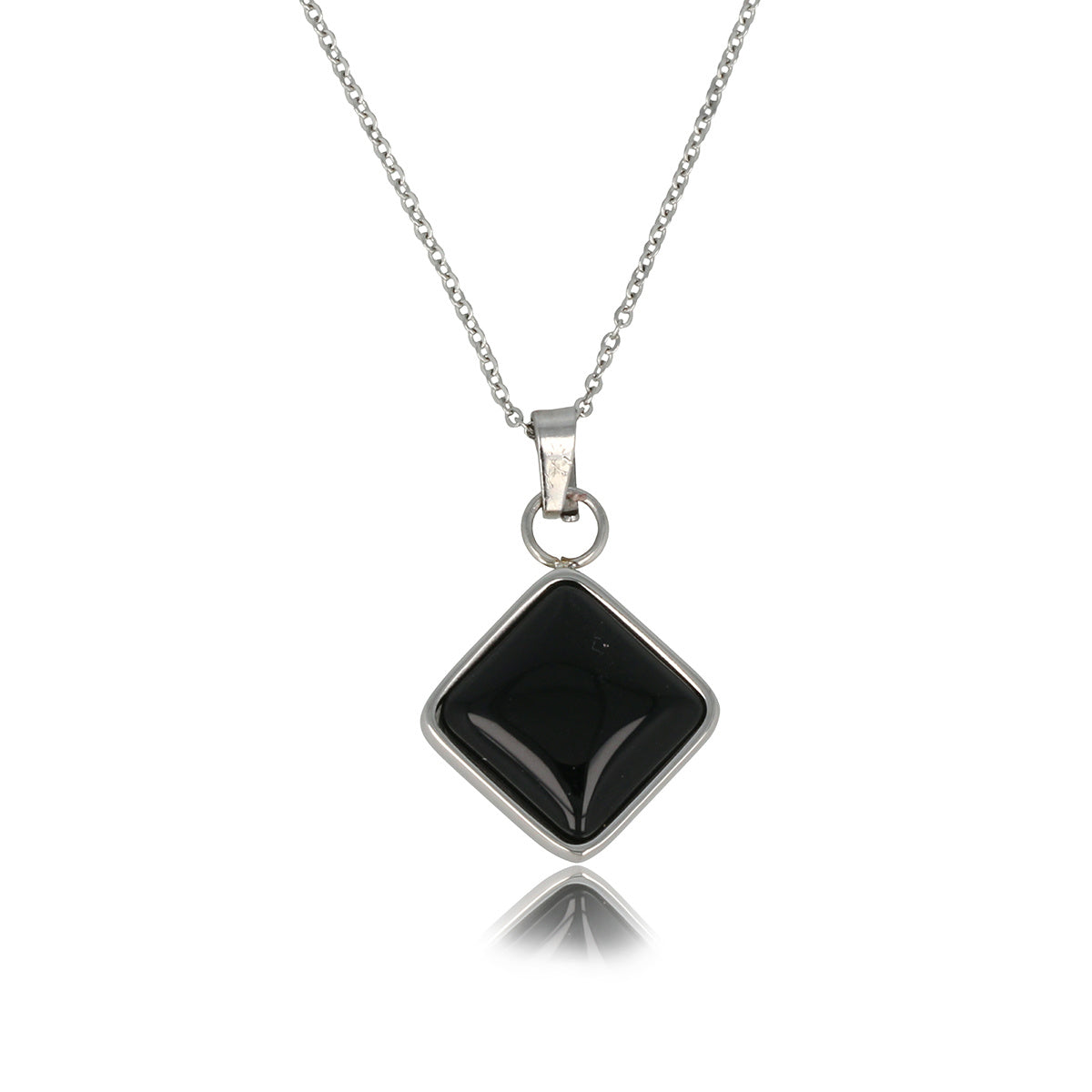 Zilveren Schakelketting met Onyx Hanger - Uniek Design