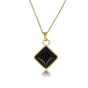 Gouden Schakelketting met Ruiten Onyx Hanger