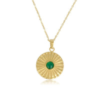 Gouden Ketting met Green Agate Zonnetjes Hanger