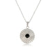 Silver Onyx Sun Charms Necklace - Fine Link Chain