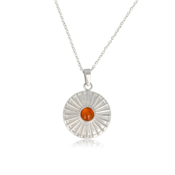 Zilveren Carnelian Zonnetjes Ketting - Fijne Schakelketting