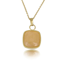 Goldene Kette mit quadratischem Rosenquarz-Anhänger