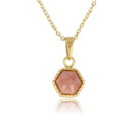 Goldene Kette mit Rhodonit sechseckigem Anhänger