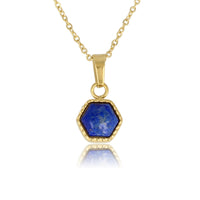 Gouden Ketting met Zeshoek Lapis Lazuli Hanger
