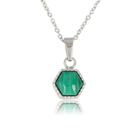 Zilveren Ketting met Malachite Zeshoek Hanger
