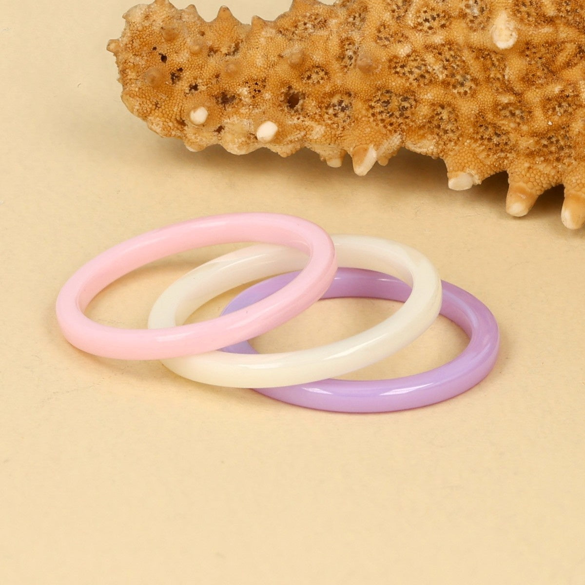 Unbreakable pink ceramic ring - 2 mm narrow