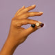 Golden heart ring - Onyx gemstone - Inner strength