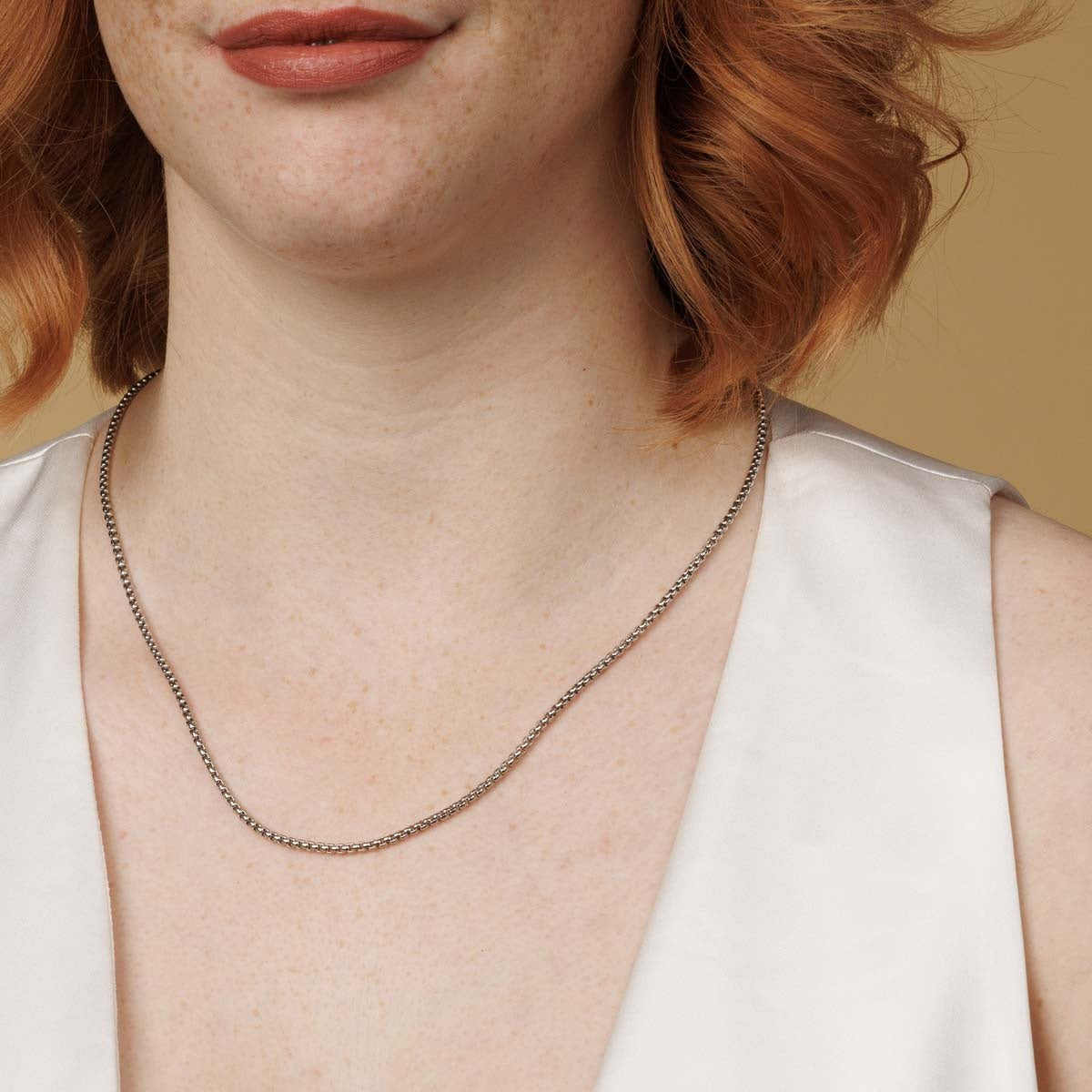 Silver Luxury Box Necklace 470mm stainless steel