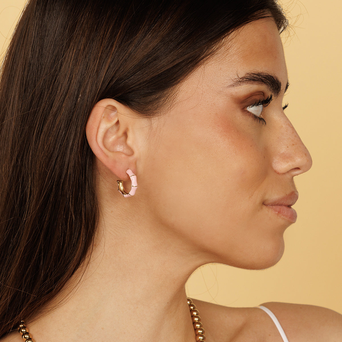 Pink Epoxy Gold Earring Stud: Elegant and Unique Design