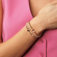 Gouden Armband met Rose Quartz Kralen - Verstelbaar - My Bendel