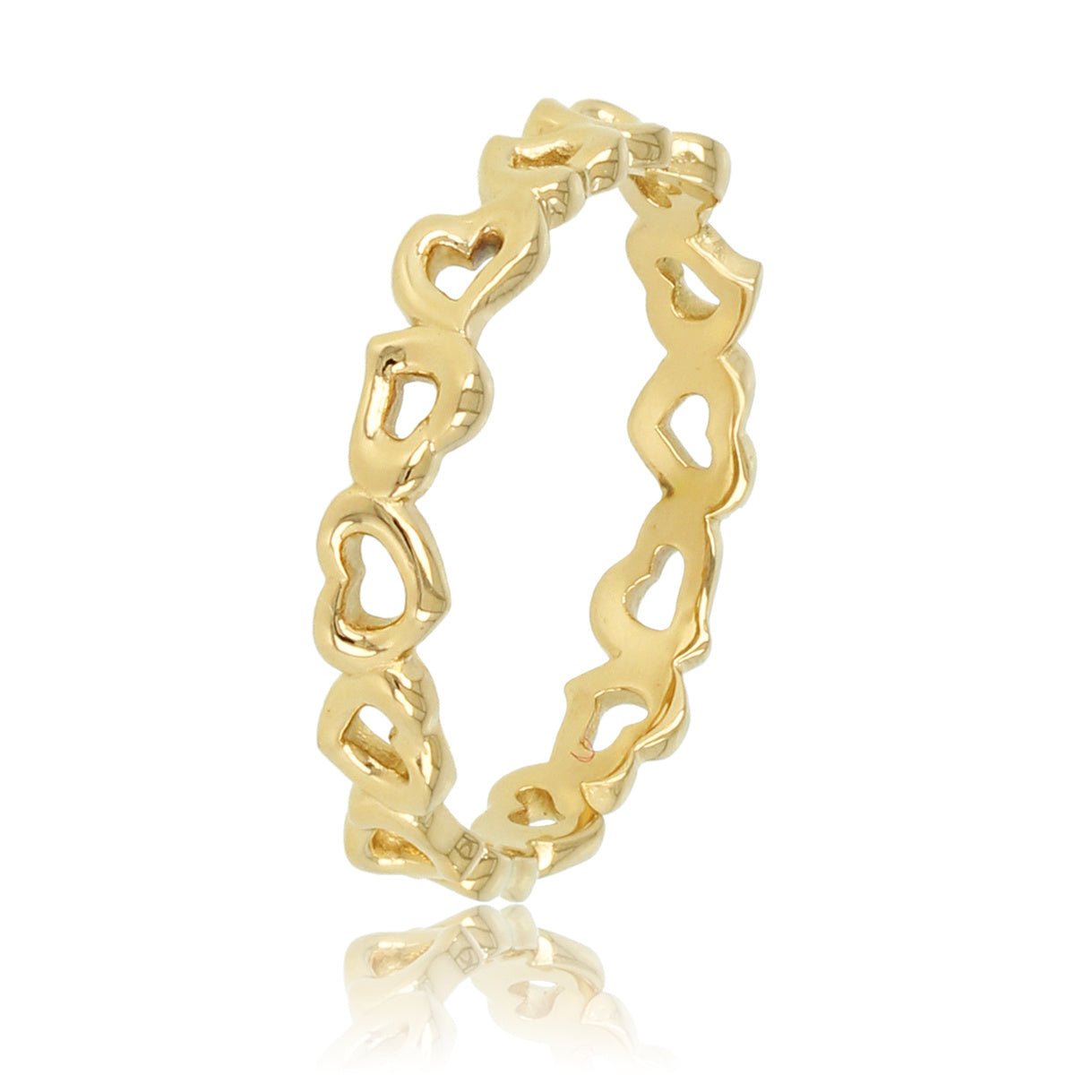 Gouden ring - open hartjes patroon - hypoallergeen - My Bendel