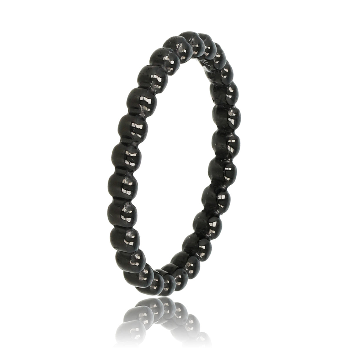 Black ring with balls - Stainless steel - hypoallergenic