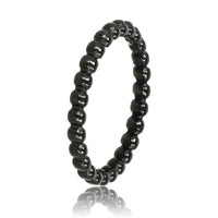 Black ring with balls - Stainless steel - hypoallergenic