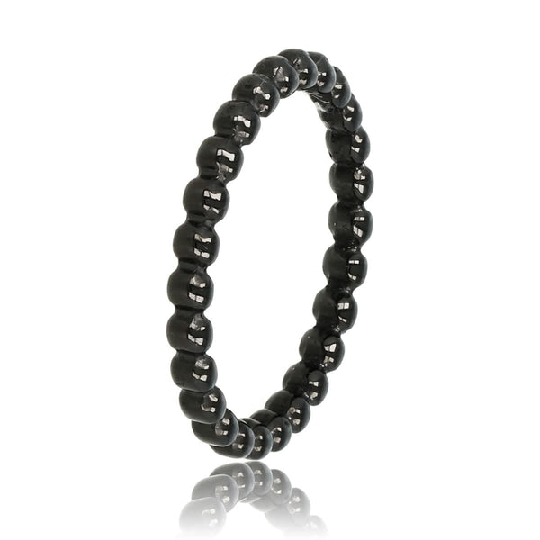 Zwarte ring met bolletjes - Stainless steel - hypoallergeen