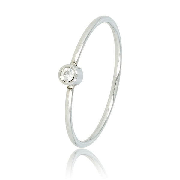 Betekenisring met kristalsteen - Stainless steel - minimalistisch
