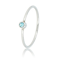 Silberner Aufsteckring - Aqua Glasstein - Edelstahl