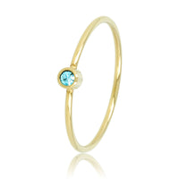 Goldener Aufsteckring - Aqua Glasstein - Edelstahl