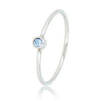 Silver stacking ring - sapphire glass stone - Stainless steel