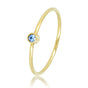 Gouden aanschuifring - blauwe glassteen - Stainless steel