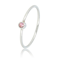 Silberner Aufsteckring - Rosa Glasstein - Edelstahl