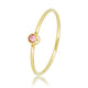 Gold stacking ring - pink zirconia - Stainless steel minimalist