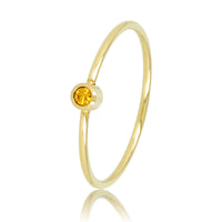 Gold spacer ring with yellow glass stone - Stainless steel minimalist