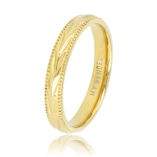 Gouden ring met bladmotief - 3,5 mm - verkleurt niet