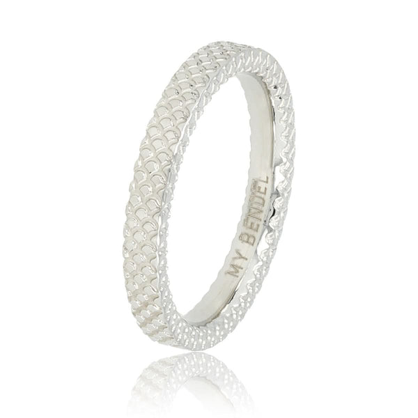 Zilveren ring - slangenhuid patroon - 3 mm smal