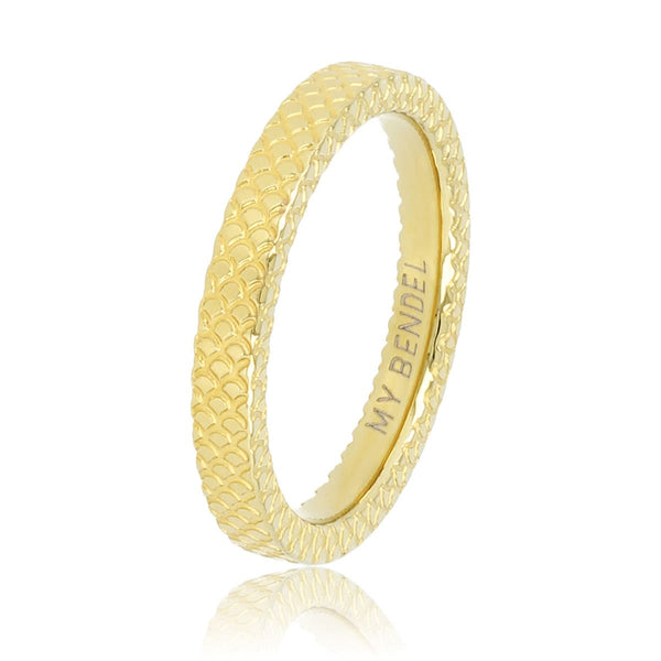 Gouden ring met slangenhuid - Edelstalen aanschuifring