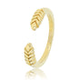Open ring with leaf pattern - gold - 3.5 mm - Stainless steel
