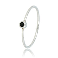 Silver stacking ring - black zirconia - Stainless steel