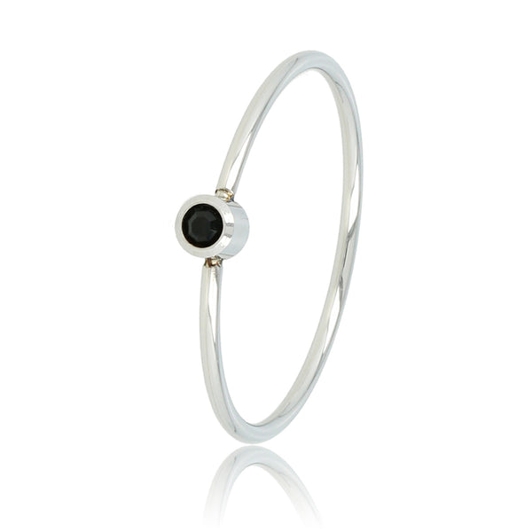 Zilveren aanschuifring - zwart zirkonia - Stainless steel