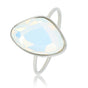 Creatieve zilveren aanschuifring - Quartz glassteen - Stainless steel