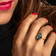 Golden extension ring - green glass stone - original design