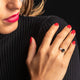 Golden spacer ring - Black and quartz glass stone