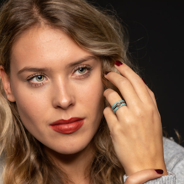 Ring zilver met groene zirkonia - minimalistisch Stainless steel