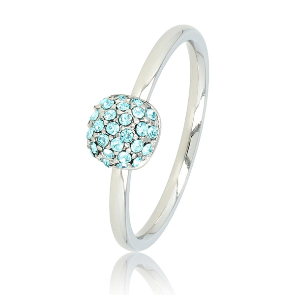 Zilveren aanschuifring - aqua zirkonia - Stainless steel design
