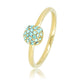 Gouden aanschuifring - aqua glasstenen - Stainless steel