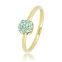 Gouden aanschuifring - aqua glasstenen - Stainless steel