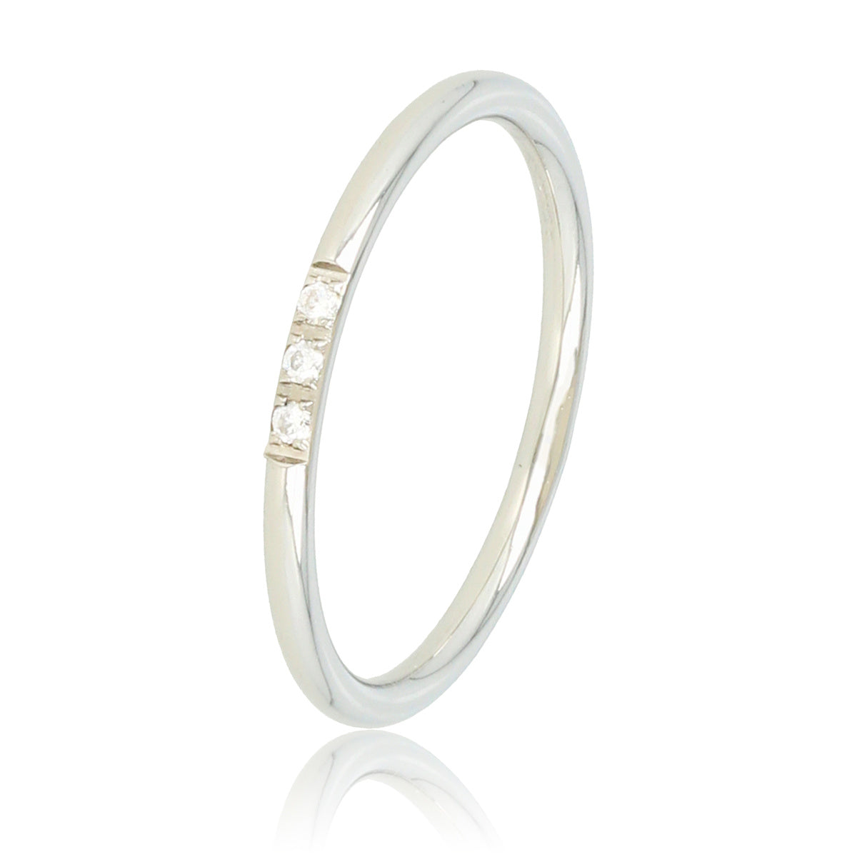 Minimalistische zilveren ring - drie fijne kristallen